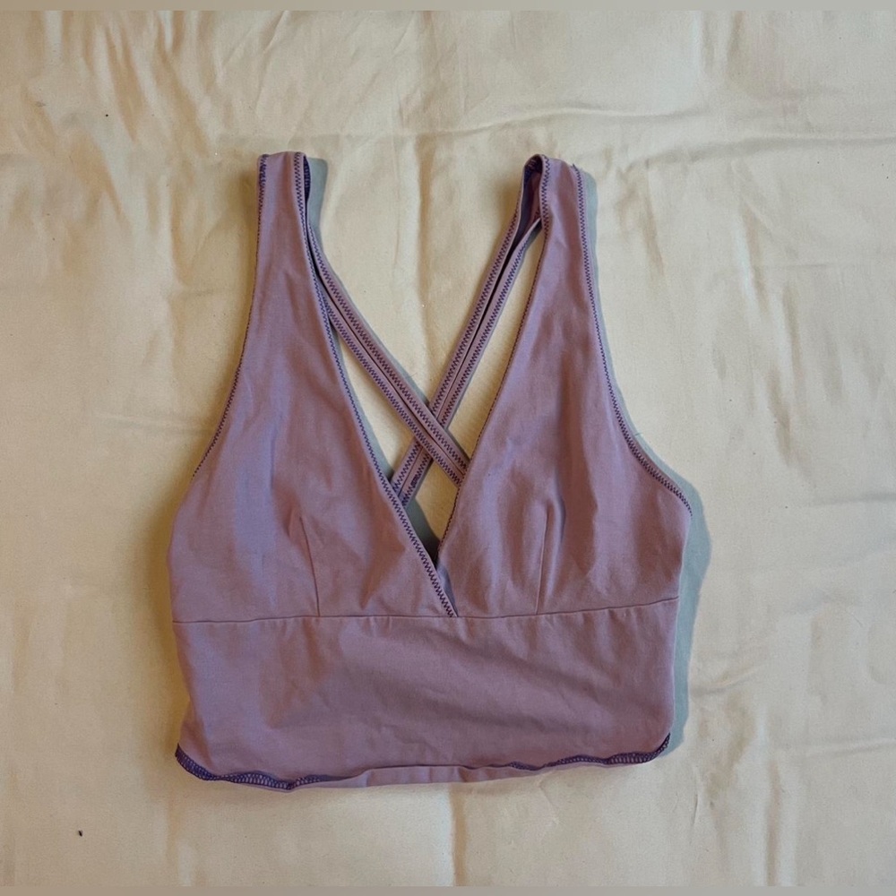 BDG Purple Crop Top Cross Back